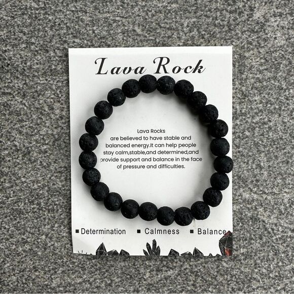 NEW Lava Rock 8mm Round Bead Boho Hippie Stretch Unisex Aromatherapy Bracelet - Picture 8 of 9